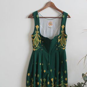 Dark green vintage emboirdered dirndl or A-Line dress (M)